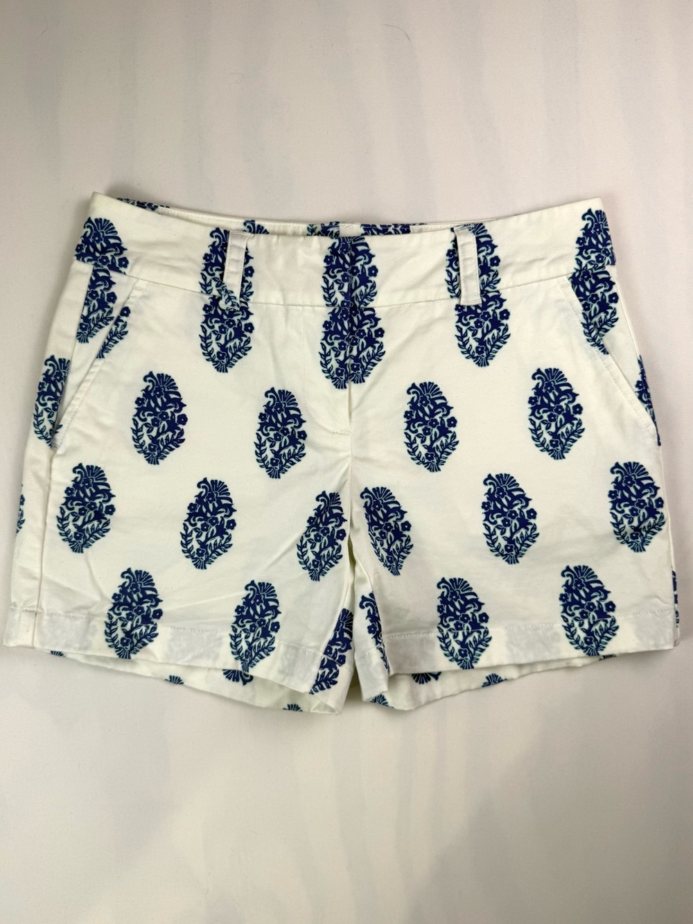 Vineyard Vines Womens Floral Paisley Print Chino Shorts Size 0 Blue White